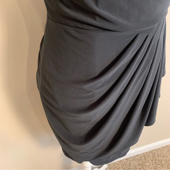 XSCAPE Ruched Beaded Embellished Mini Little Black Dress - Picture 9 of 15